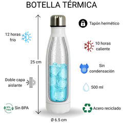 Botella Térmica con nombre e inicial 500 ml - Diseño elegante, resistente y acabado profesional
