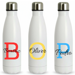 Botella Térmica con nombre e inicial 500 ml - Diseño elegante, resistente y acabado profesional