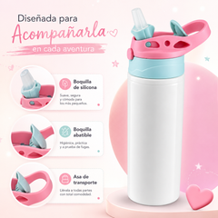 Botella Infantil para niña con Boquilla de silicona Personalizable - Resistente, Ergonómica y Duradera (Copia)