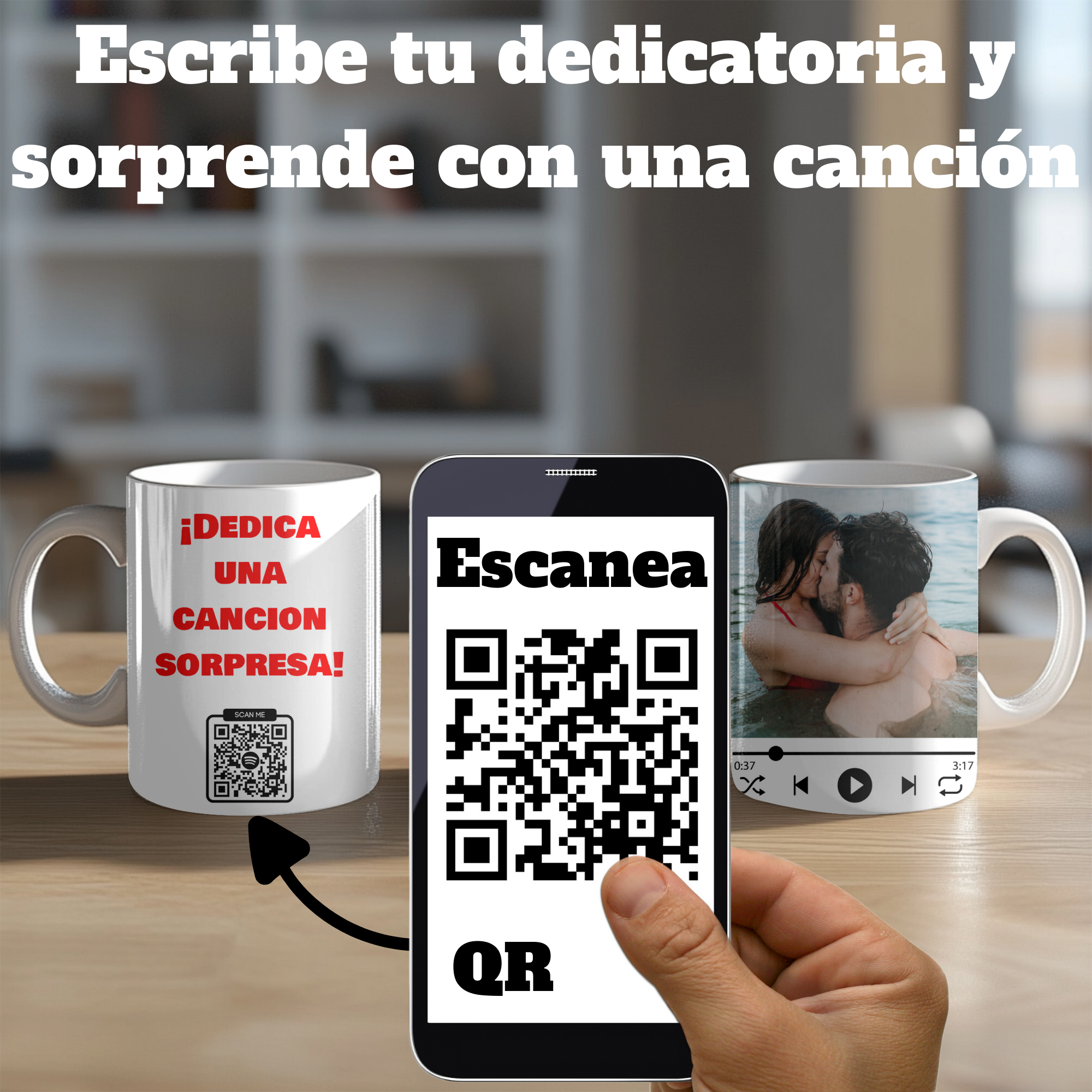 Taza Personalizada Spotify con QR 330 ml - Cerámica AAA