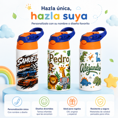 Botella Infantil con Boquilla de silicona Personalizable - Resistente, Ergonómica y Duradera