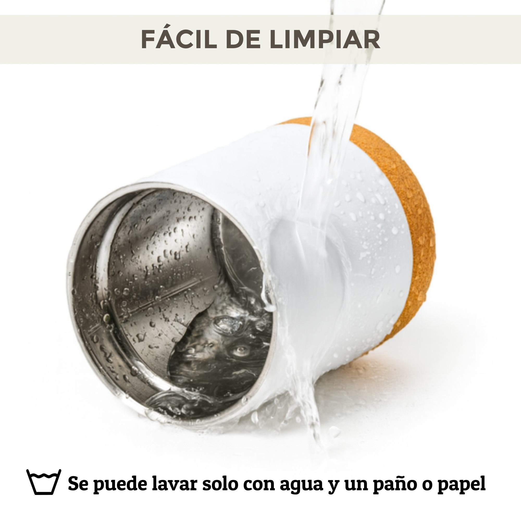 Taza Térmica Personalizada De Acero Con Tapa Y Base De Corcho 330 ml