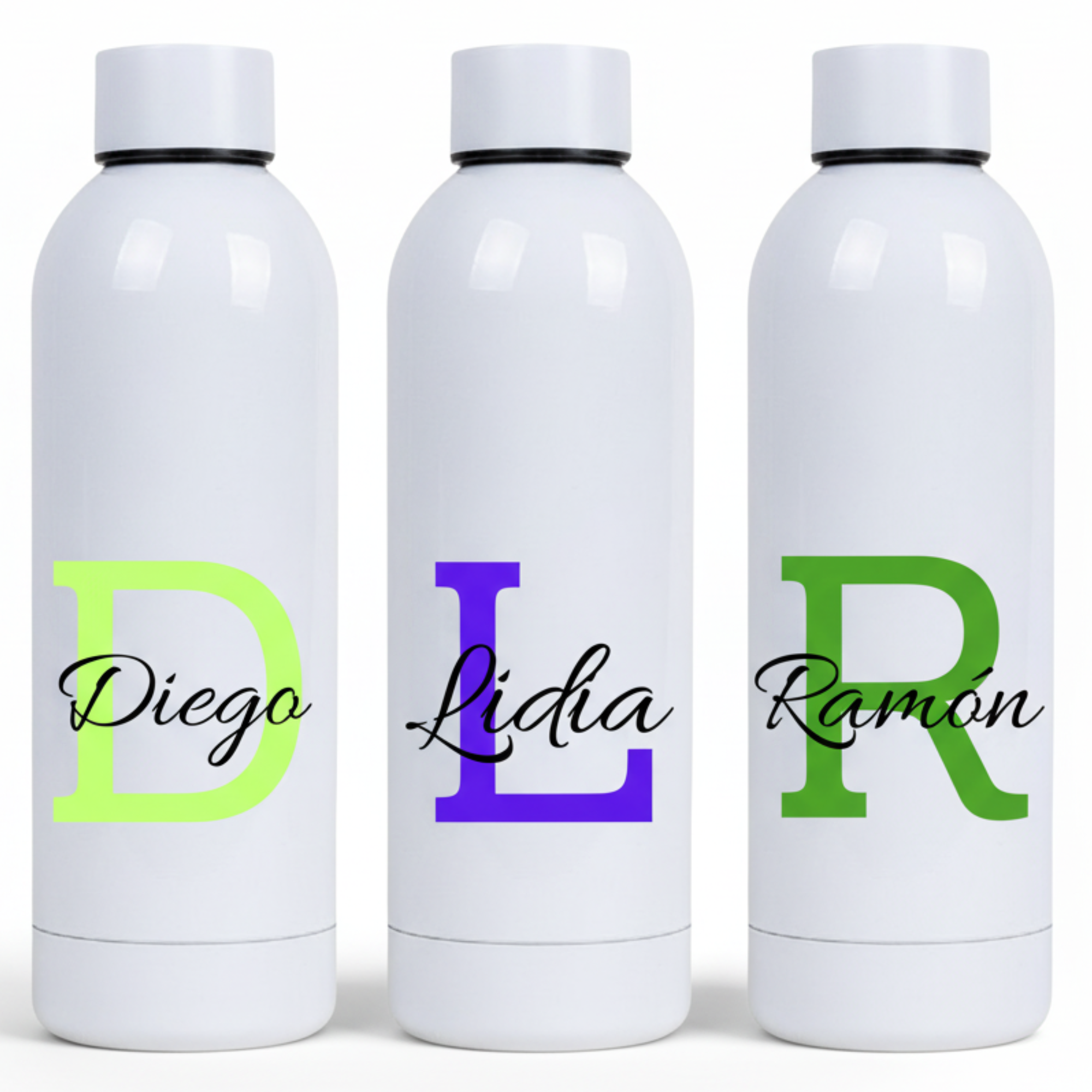 Botella Térmica con nombre e inicial 500 ml - Diseño elegante, resistente y acabado profesional