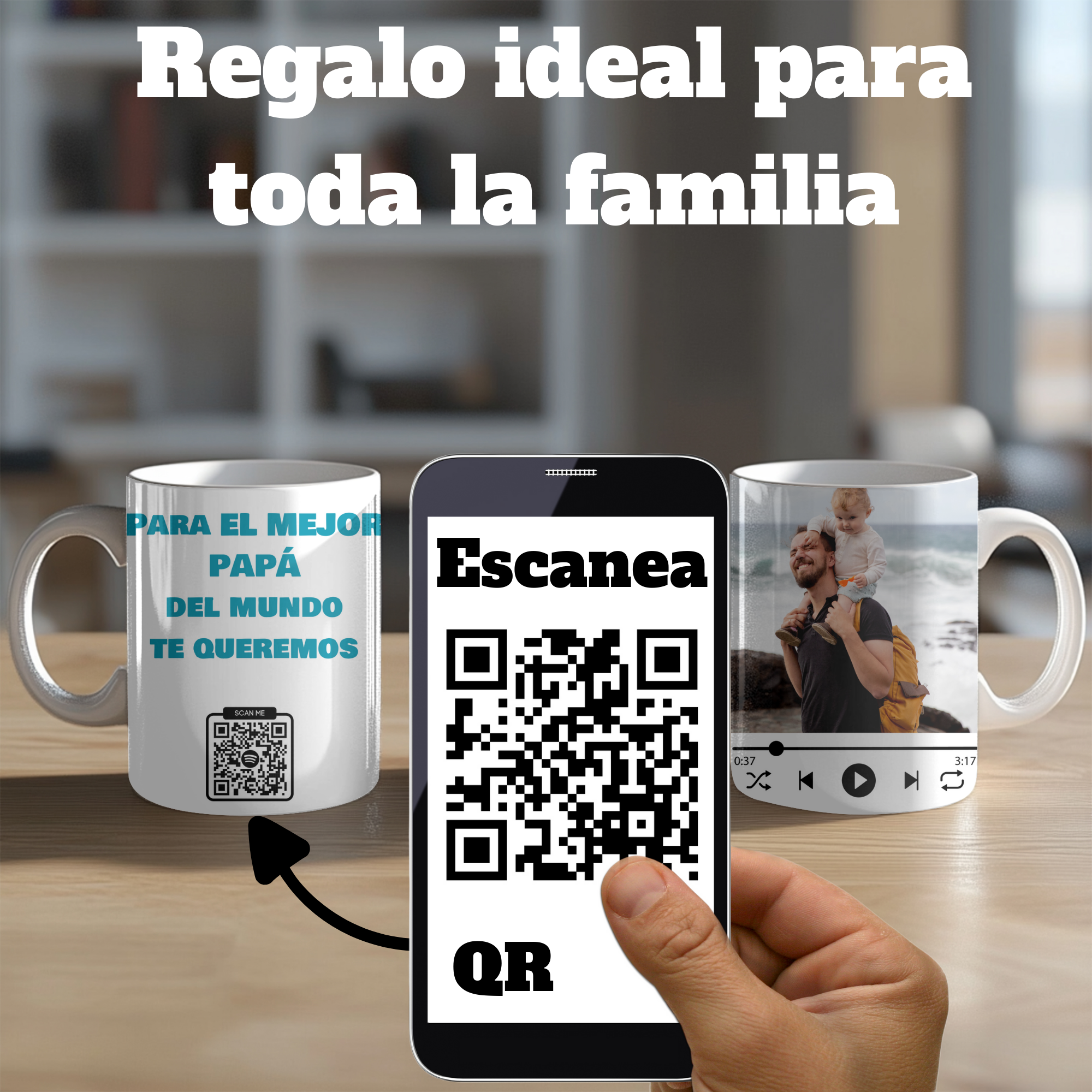 Taza Personalizada Spotify con QR 330 ml - Cerámica AAA